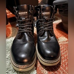 Steve Madden Black and Tan Men's Boots
